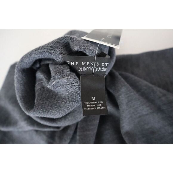 Mens Store Bloomingdales 3342M Sz M Med. Gray Merino Wool Turtleneck Sweater - Picture 6 of 11